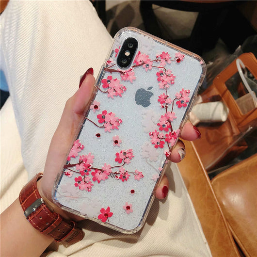 Funda para celular con brillo flor de durazno - Image 2