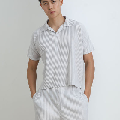 Polo Miyake Hombre Manga Corta - Diseño Plisado Tendencia Moda - Image 6