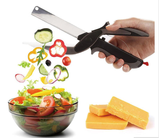 Tijeras Multiusos 2 en 1 de Acero Inoxidable con Cortador de Vegetales