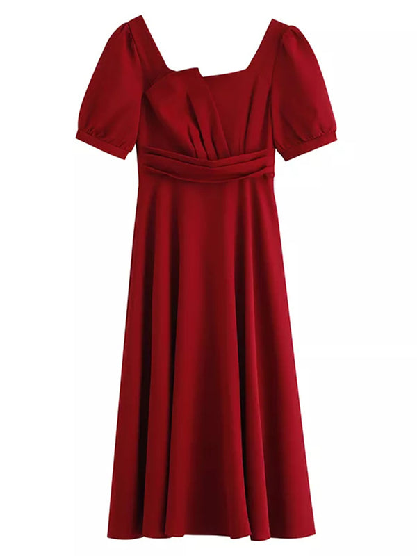 Vestido Rojo Francés de Verano para Mujer - Versátil y Sofisticado - Image 3