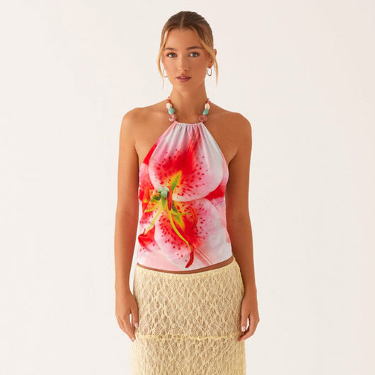 Top Halter Estampado sin Mangas y Espalda Descubierta - Image 14