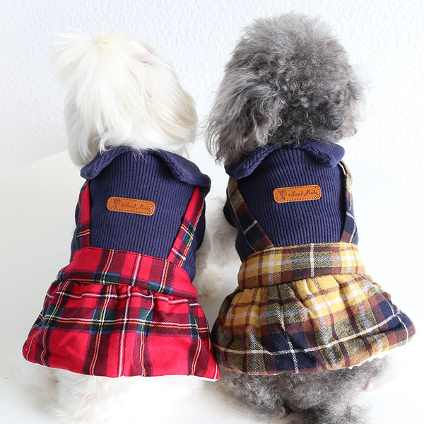 Falda Escocesa con Cuello Tipo Uniforme para Gatos