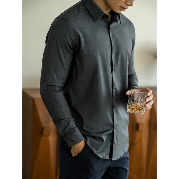 Camisa de Lana Modal Estilo Old Money para Hombre