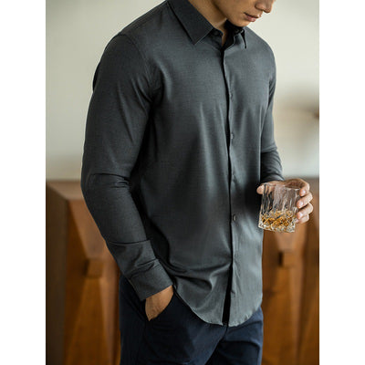 Camisa de Lana Modal Estilo Old Money para Hombre - Image 2
