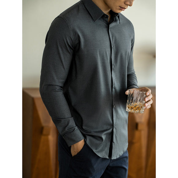 Camisa de Lana Modal Estilo Old Money para Hombre