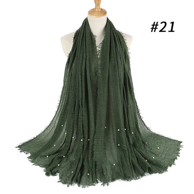 Pañuelo de Algodón y Lino Arrugado Monocromático - Image 44