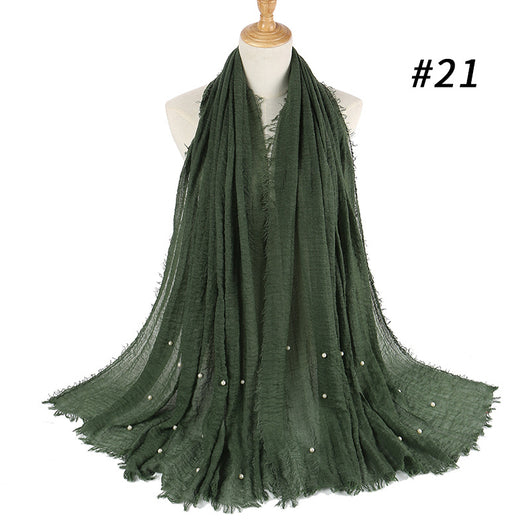 Pañuelo de Algodón y Lino Arrugado Monocromático - Image 44