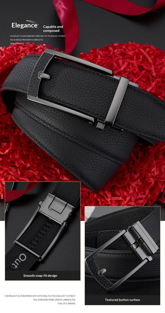 Cinturón de Cuero para Hombre con Hebilla Automática y Textura Grabada - Image 9