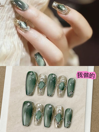 Manicura Artesanal Ojo de Gato Verde Bucheriti - Image 2