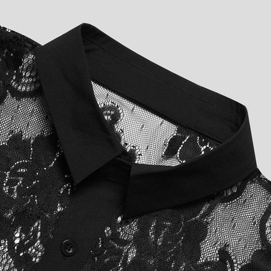 Camisa de Malla Transpirable con Encaje de Manga Larga para Hombre - Image 4