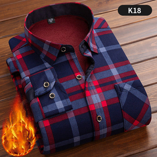 Camisa Térmica Acolchada de Terciopelo para Hombre Talla Grande