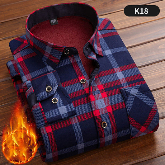 Camisa Térmica Acolchada de Terciopelo para Hombre Talla Grande - Image 7
