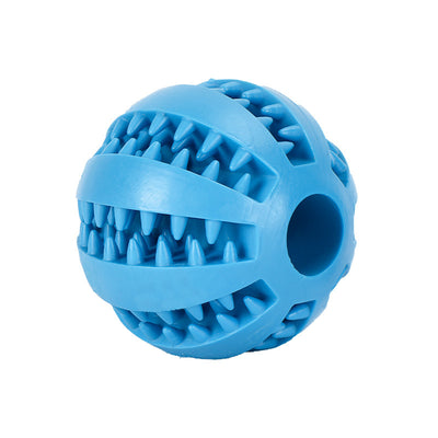 Teal rubber slow feeder dog toy ball with internal spikes for teeth cleaning and treat dispensing, 7cm size. - Image 21