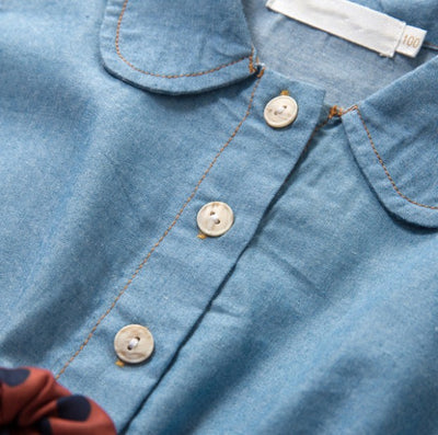 Vestido Infantil Denim con Panel de Malla - Falda de Moda - Image 8