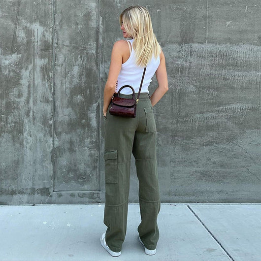 Pantalones Casuales de Cintura Alta y Pierna Recta para Mujer - Image 5