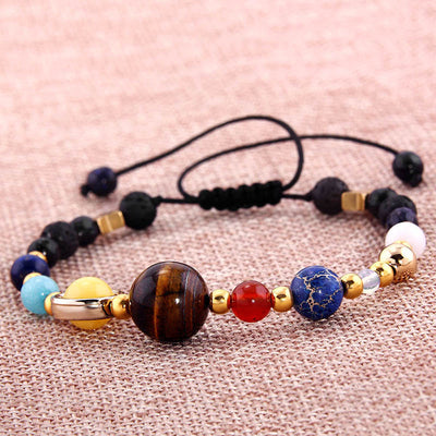 Pulsera de Cuentas de Piedra Natural Sistema Solar Ocho Planetas Galaxia Universo Estrella Guardiana - Image 3