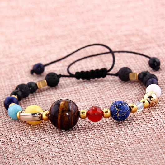 Pulsera de Cuentas de Piedra Natural Sistema Solar Ocho Planetas Galaxia Universo Estrella Guardiana - Image 3