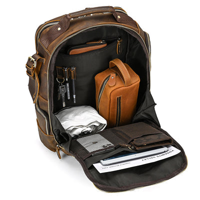 Mochila Retro de Cuero para Hombre - Bolsa Escolar de Gran Capacidad - Image 22