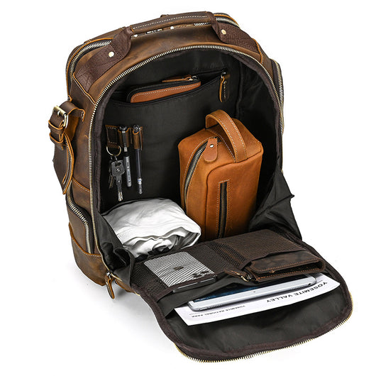 Mochila Retro de Cuero para Hombre - Bolsa Escolar de Gran Capacidad - Image 22