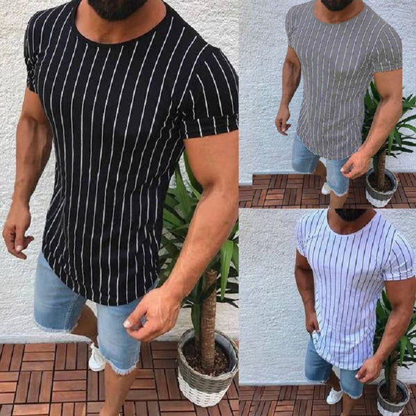 Playera de Rayas Cuello Redondo Manga Corta para Hombre
