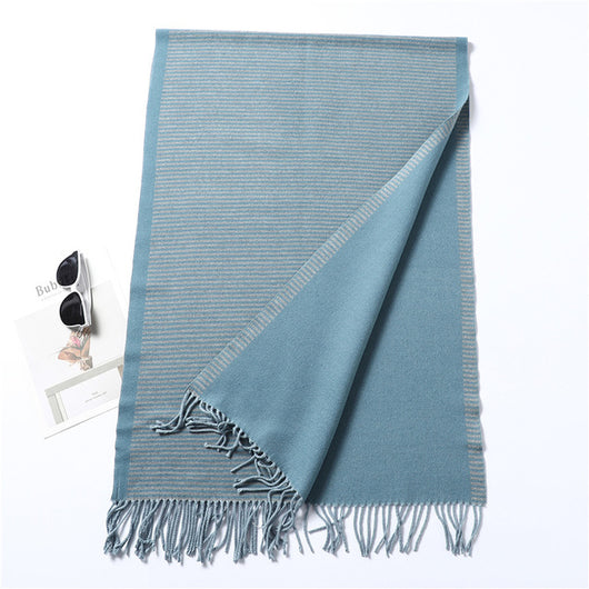 Chal de Cachemira Rayado para Mujer - Elegancia y Calidez en Invierno - Image 11