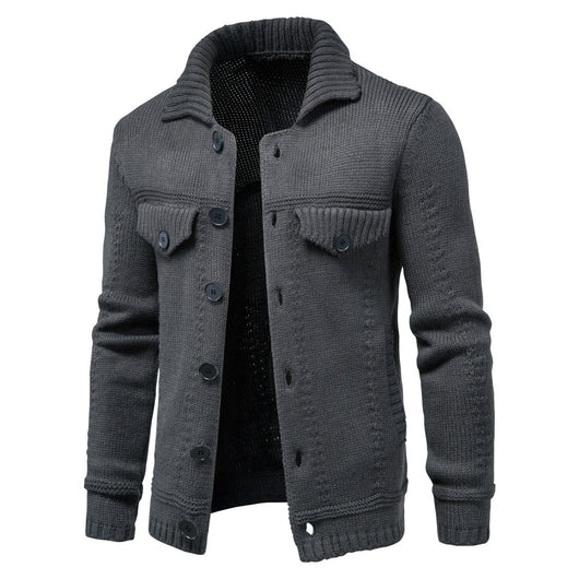 Cardigan Casual de Punto con Solapa para Hombre - Image 15