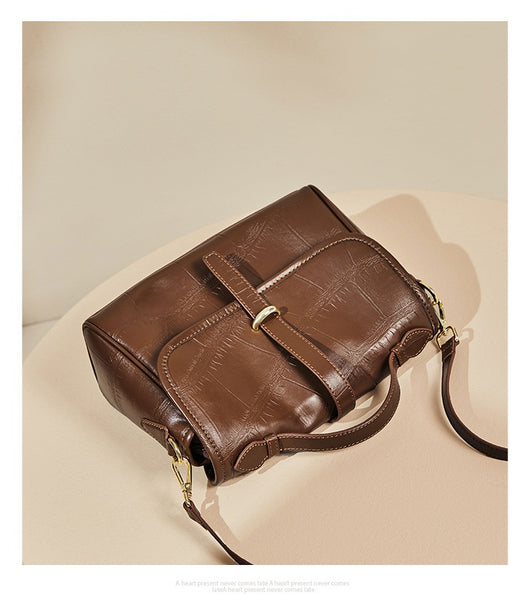 Bolso Mensajero de Cuero Genuino con Correa Cruzada - Image 12