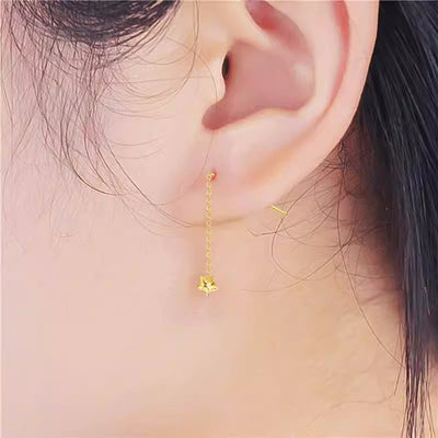 Aretes Línea Estrella en Oro 18K Au750 Chapados - Image 4
