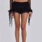 Shorts Casuales con Encaje y Lunares Negros