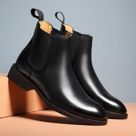 Botas de Cuero PU Elegantes para Hombre Estilo Británico Invierno