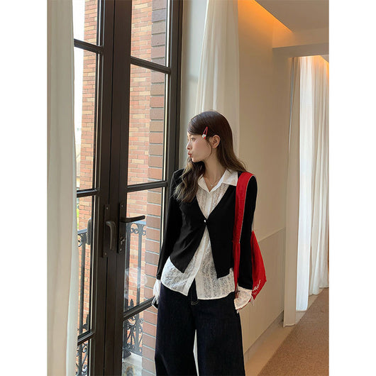Blusa Falsa Dos Piezas de Manga Larga para Mujer - Image 2