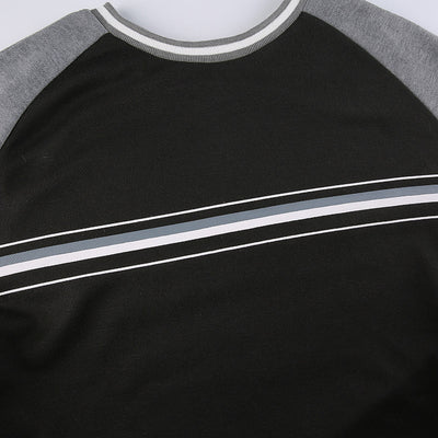 Blusa Suéter Patchwork Manga Larga Cuello Redondo Oversize para Mujer - Image 16
