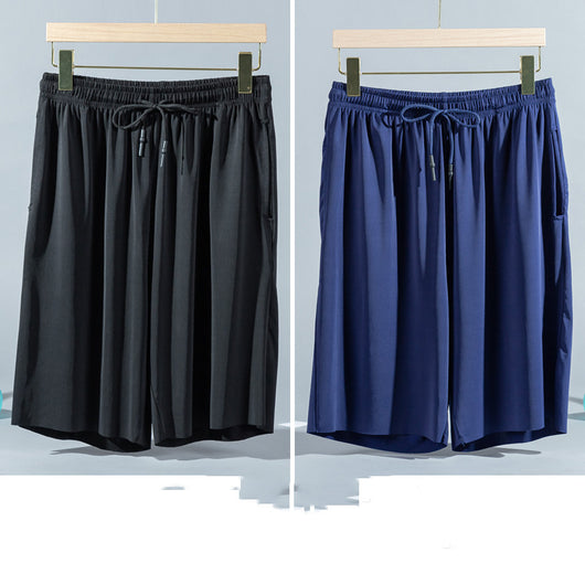 Pantalones Cortos Ice Silk para Hombre - Pijama Veraniego Transpirable de Corte Suelto - Image 13