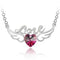Crystal Heart Necklace-Love Wing Angel Fuchsia