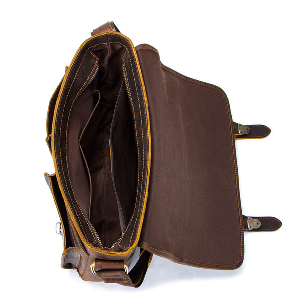 Bolsa Cruzada de Cuero Crazy Horse Estilo Retro para Hombre