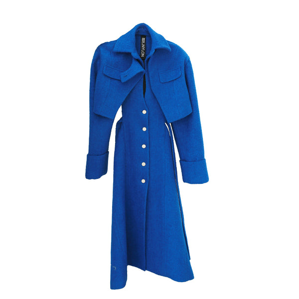 Abrigo Azul Klein Hombros Anchos Cintura Deconstruida para Mujer - Image 5