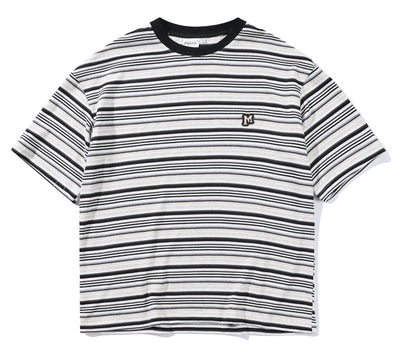 Camiseta Holgada Artística de Rayas para Hombre - Estilo Juvenil Fresco - Image 7