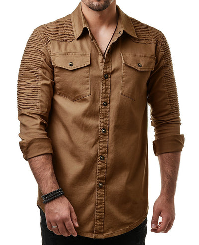 Chamarra de Mezclilla para Hombre con Hombros Caídos - Color Sólido Otoño - Image 9