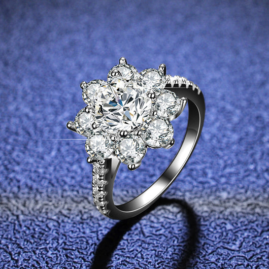 Anillo de Plata con Moissanita y Girasol para Mujer - Image 3