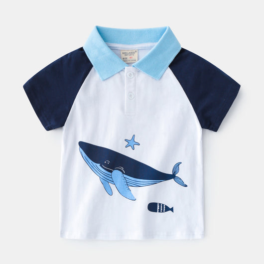 Camiseta Infantil Casual Cuello Solapa Manga Corta Slim - Image 8
