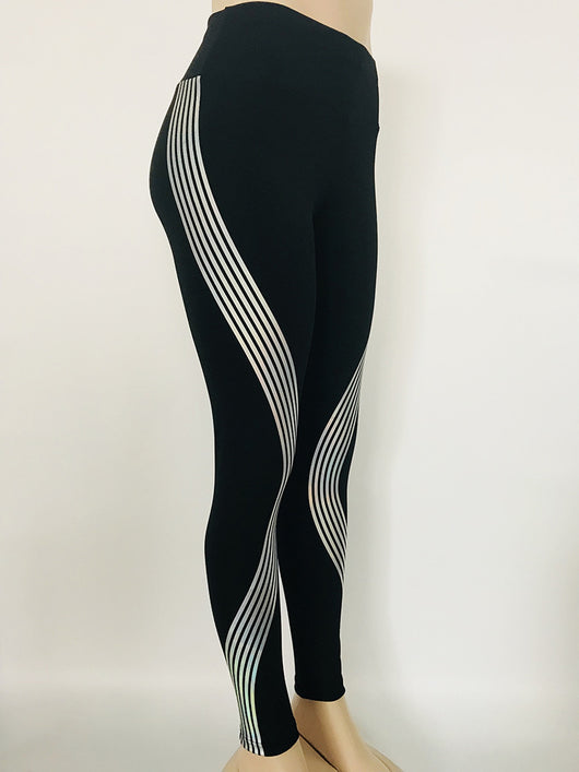 Leggings Reflectantes con Rayas Láser Luminiscentes para Yoga y Fitness - Image 3