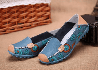 Mocasines de Cuero Genuino con Estampado Floral y Suela Flexible - Image 3