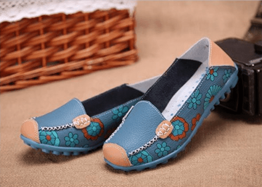 Mocasines de Cuero Genuino con Estampado Floral y Suela Flexible - Image 3