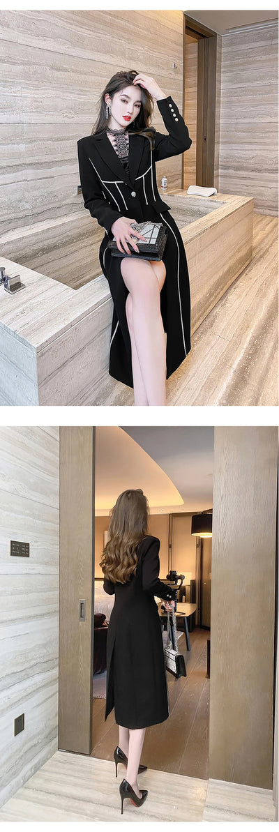 Abrigo Trinchera Negro Midi Elegante para Mujer - Image 12