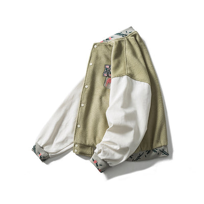 Chaqueta de Contraste con Bordado para Parejas Estudiantes - Image 15