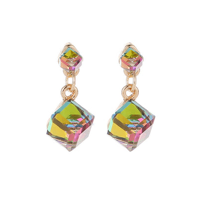 Aretes Geométricos Cuadrados de Colores Vibrantes