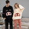 Pijama de Pareja en Franela con Diseño Cartoon Cuello Redondo