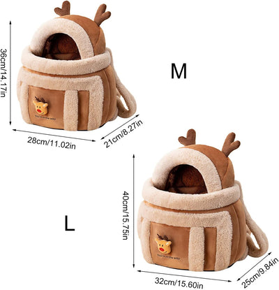 Mochila Transportadora para Mascotas con Diseño de Reno y Calentadores de Manos - Image 2