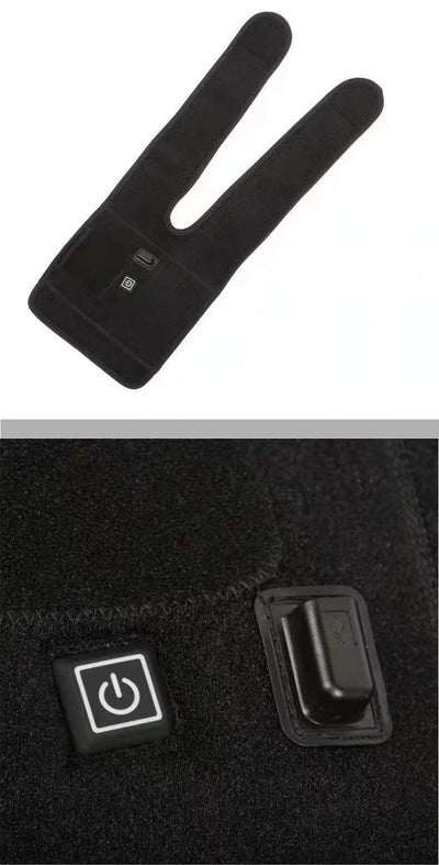 Black electric heating knee pad with power and temperature controls, designed for warmth and physical therapy. - Image 8