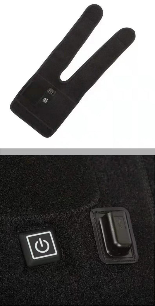 Black electric heating knee pad with power and temperature controls, designed for warmth and physical therapy. - Image 8